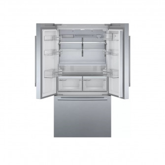 Side by side Bosch KFF96PIEP, MultiDoor, 573 l, Clasa E, NoFrost, HomeConnect, AirFresh Filter, VitaFresh, 183 cm, Inox antiamprenta